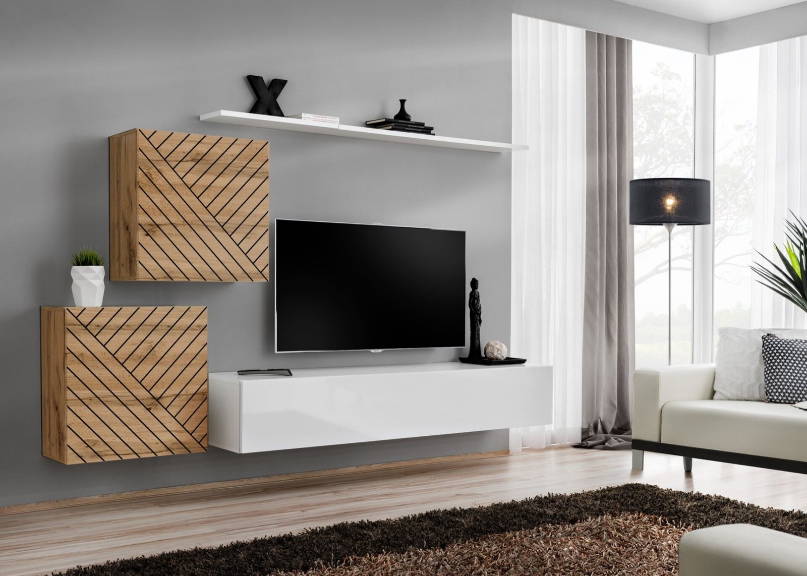 Wall cabinet "Switch V" with white handle ASM