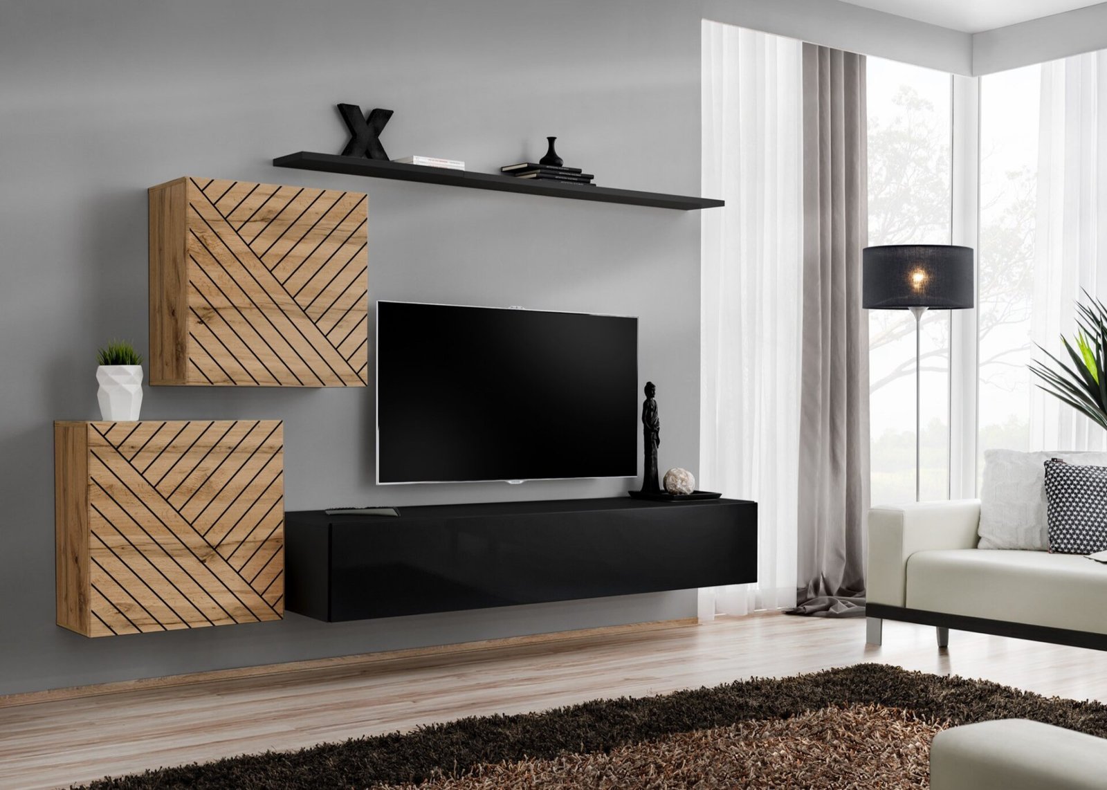 Wall cabinet "Switch V" with black color, ASM