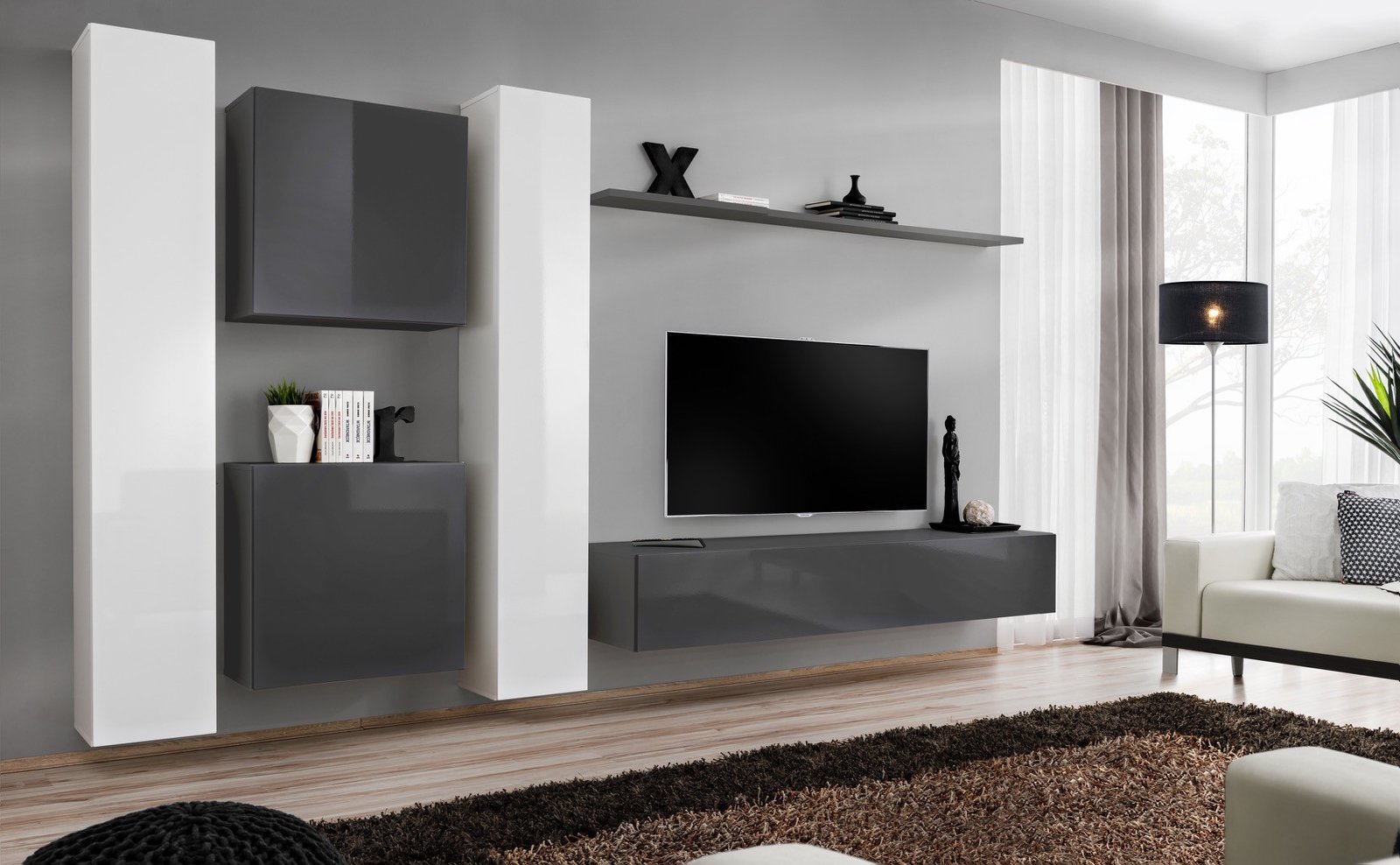 Wall cabinet "Switch VI", white/graphite, ASM