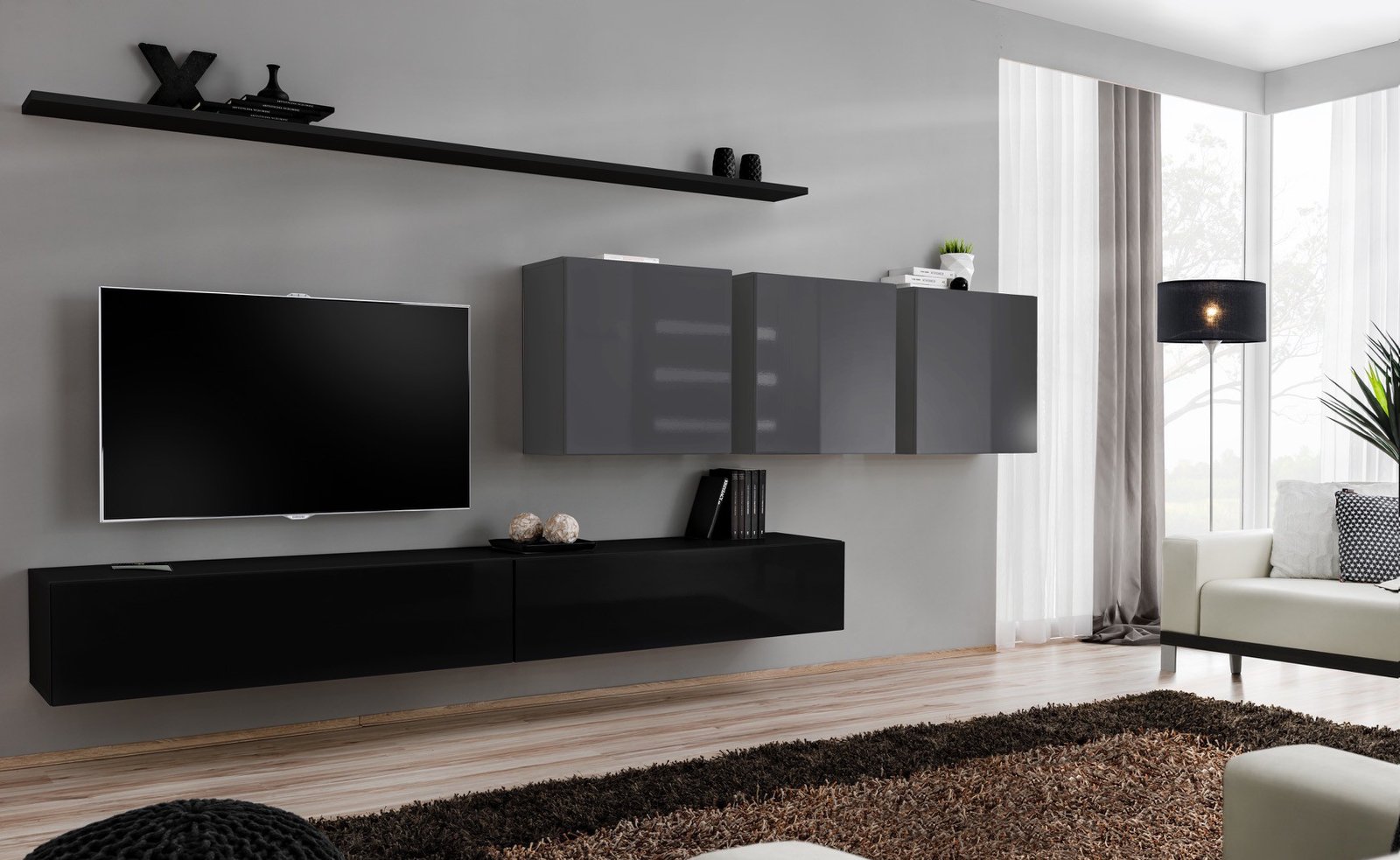Switch VII wall cabinet, black/graphite, ASM