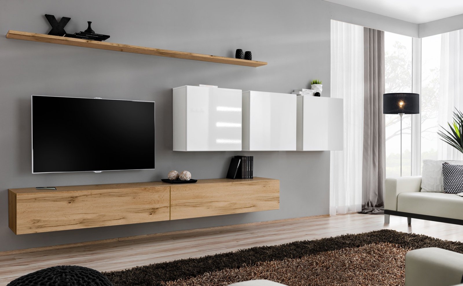 Wall cabinet "Switch VII" with white color, Wotan/white, SW7 ASM