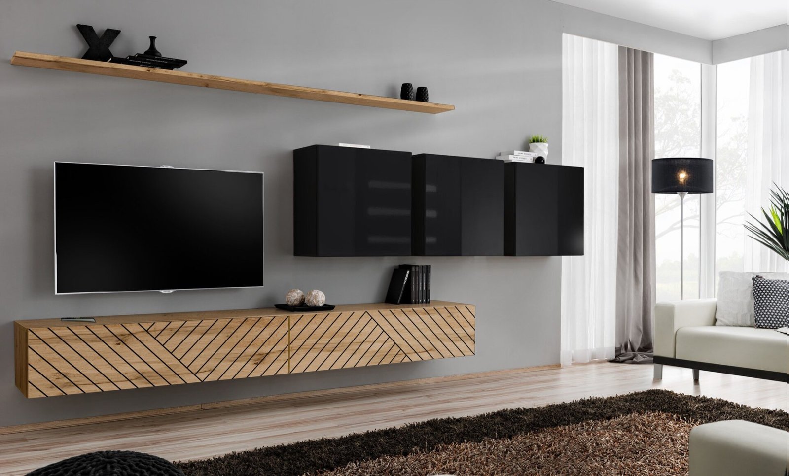Wall cabinet "Switch VII" (wotan/black ASM)