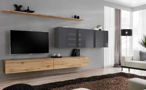 Wall cabinet “Switch VII” with wotan/graphite finish SW7 ASM