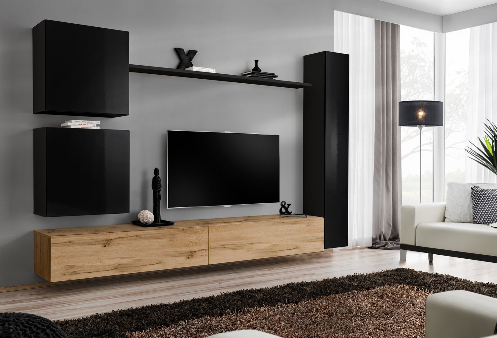 Switch VIII wall cabinet, black/wotan SW8 ASM