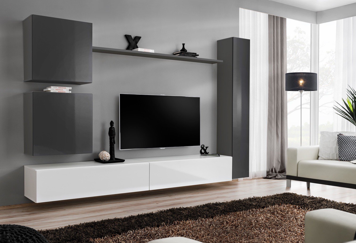 Switch VIII wall cabinet graphite/white ASM