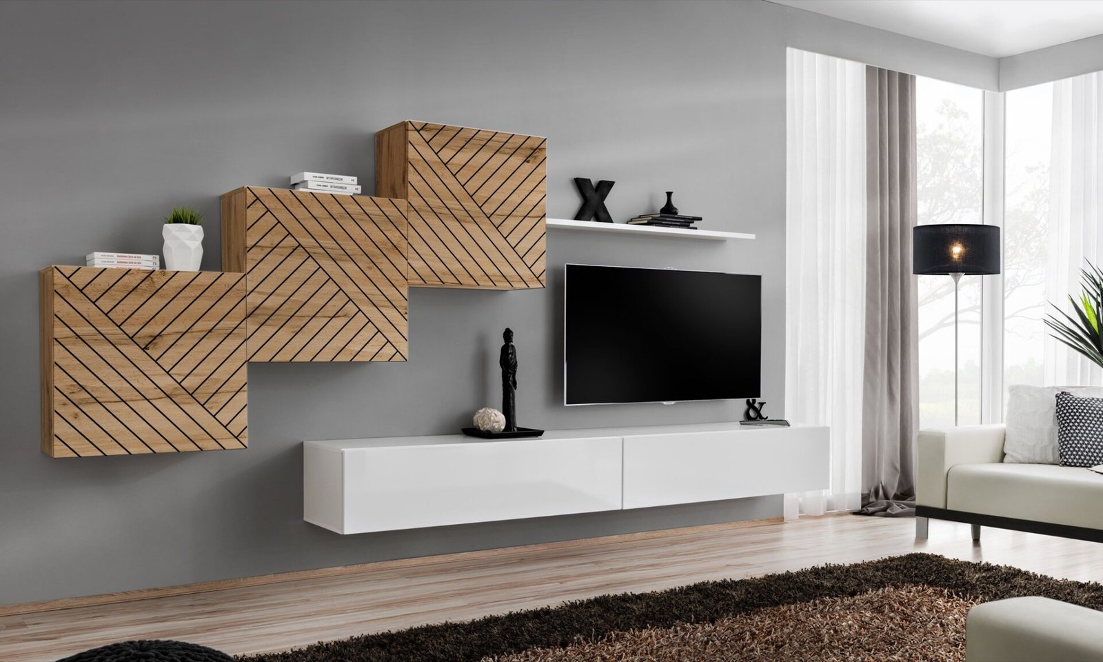 Wall cabinet "Switch X" with white handle ASM