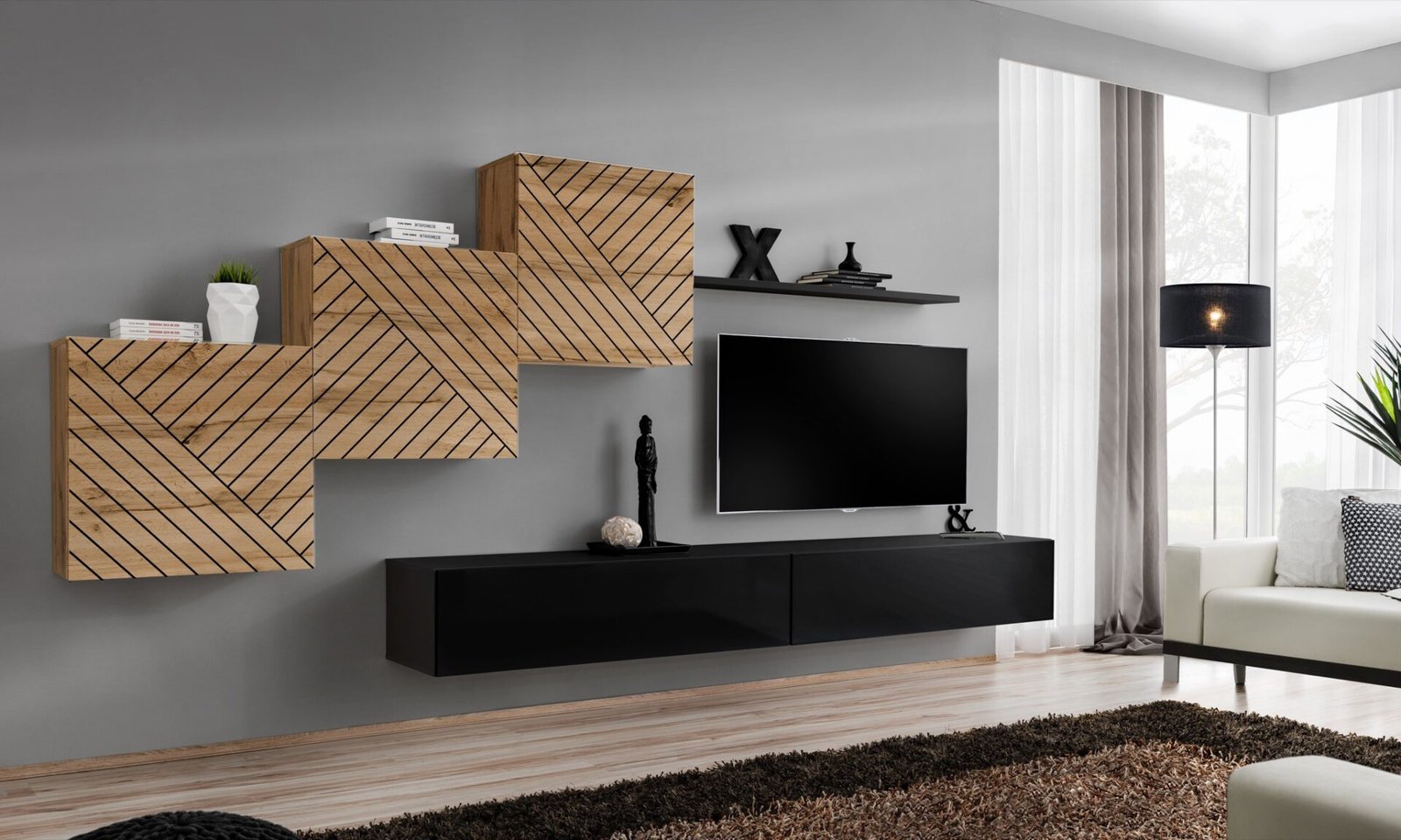 Wall cabinet "Switch X" with black color, ASM
