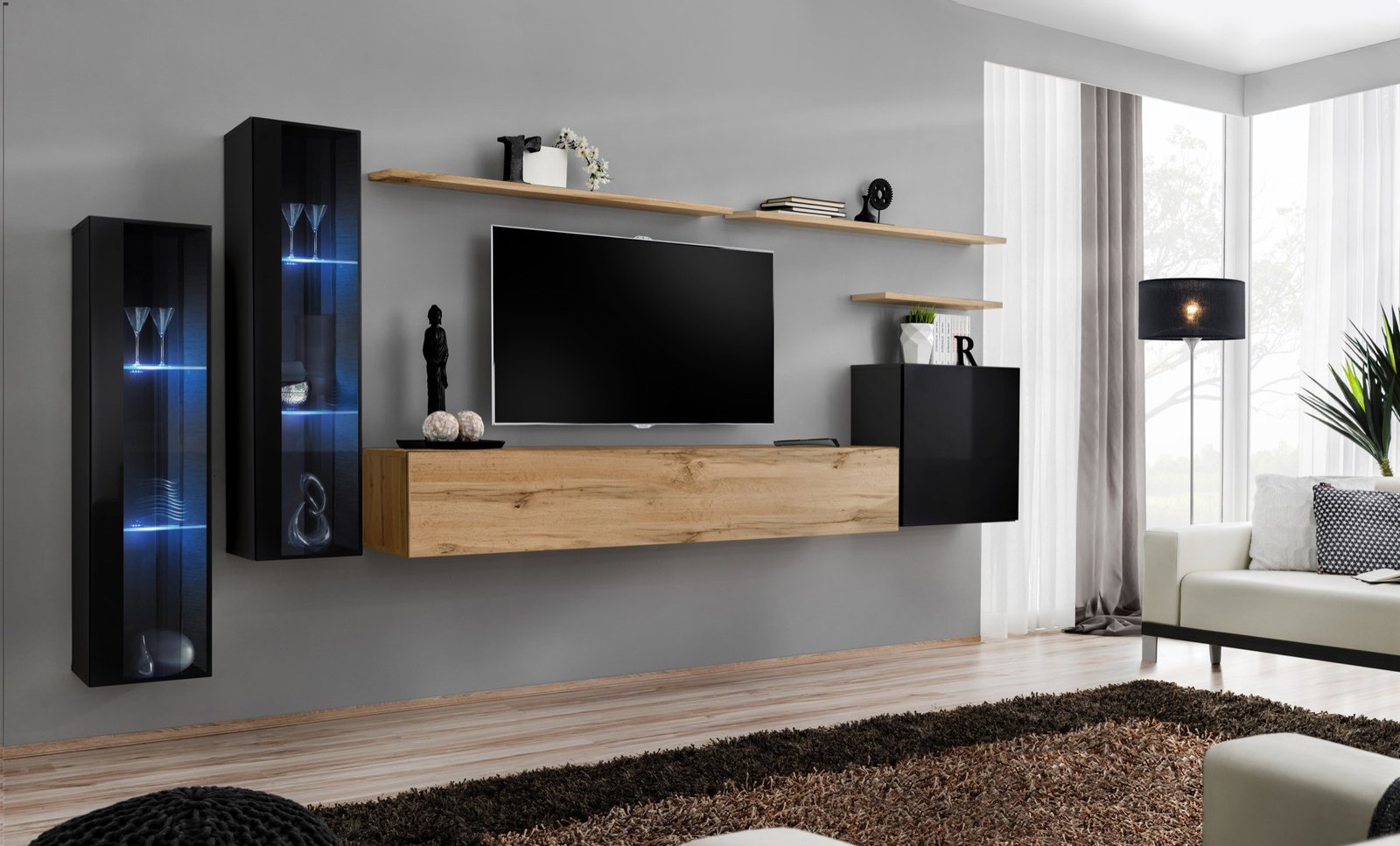 Wall cabinet "Switch XI", black/wotan SW11 ASM