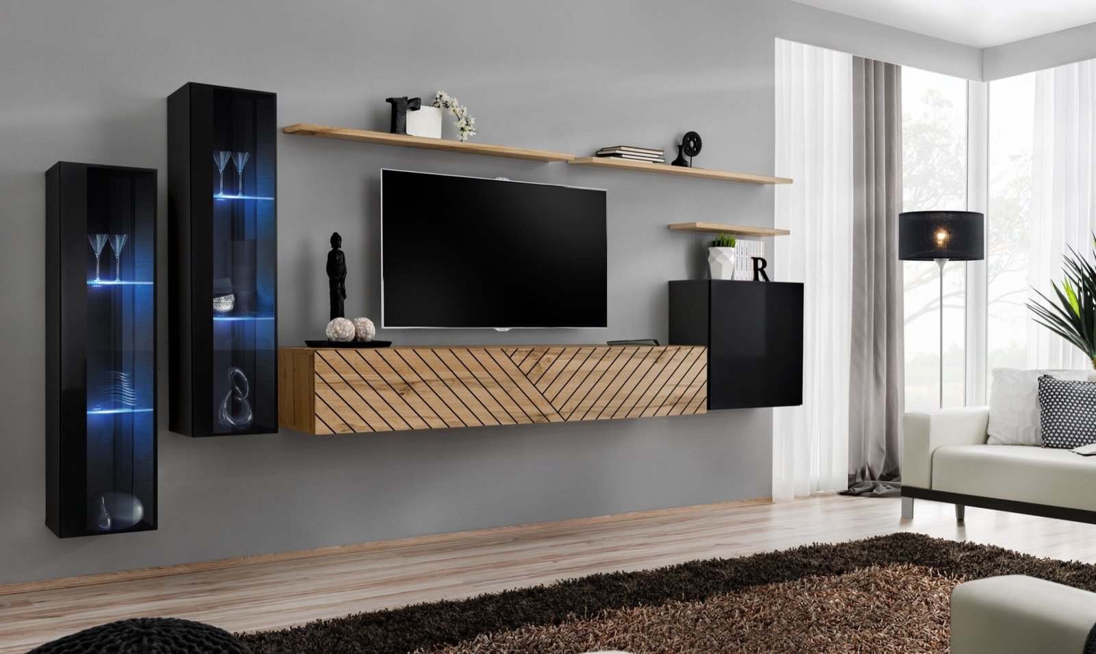 Wall cabinet "Switch XI", black/wotan ASM