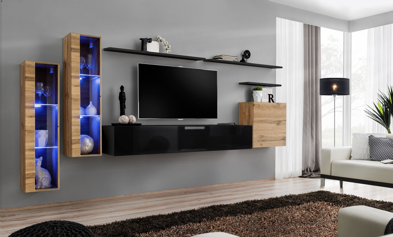 Wall cabinet "Switch XI", wotan/black ASM