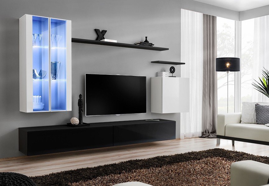 Wall cabinet "Switch XII", white/black ASM