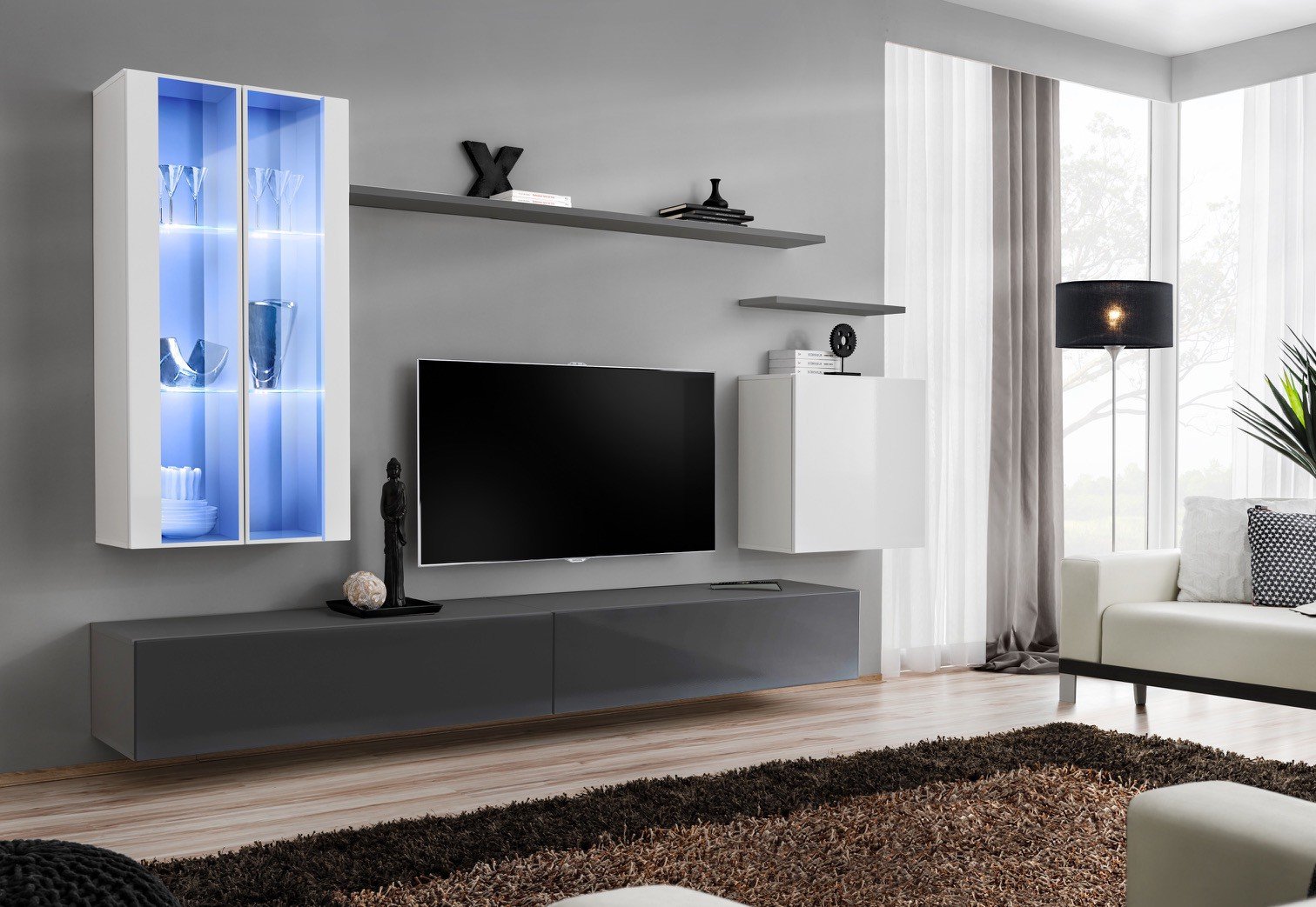 Wall cabinet "Switch XII", white/graphite, ASM