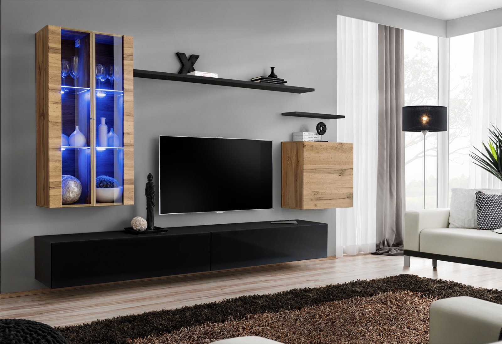 Wall cabinet "Switch XII", black/wotan ASM