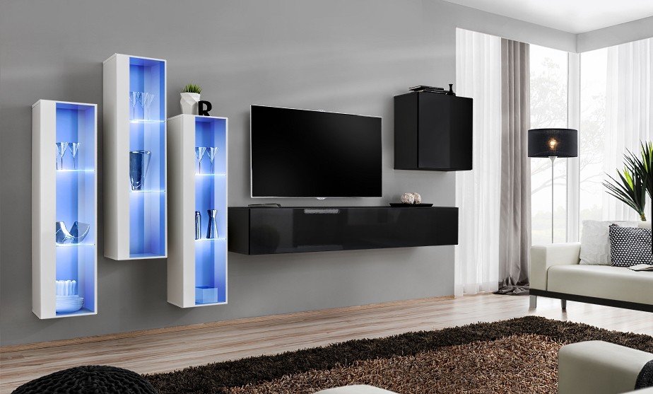 Wall cabinet "Switch XIII", white/black ASM