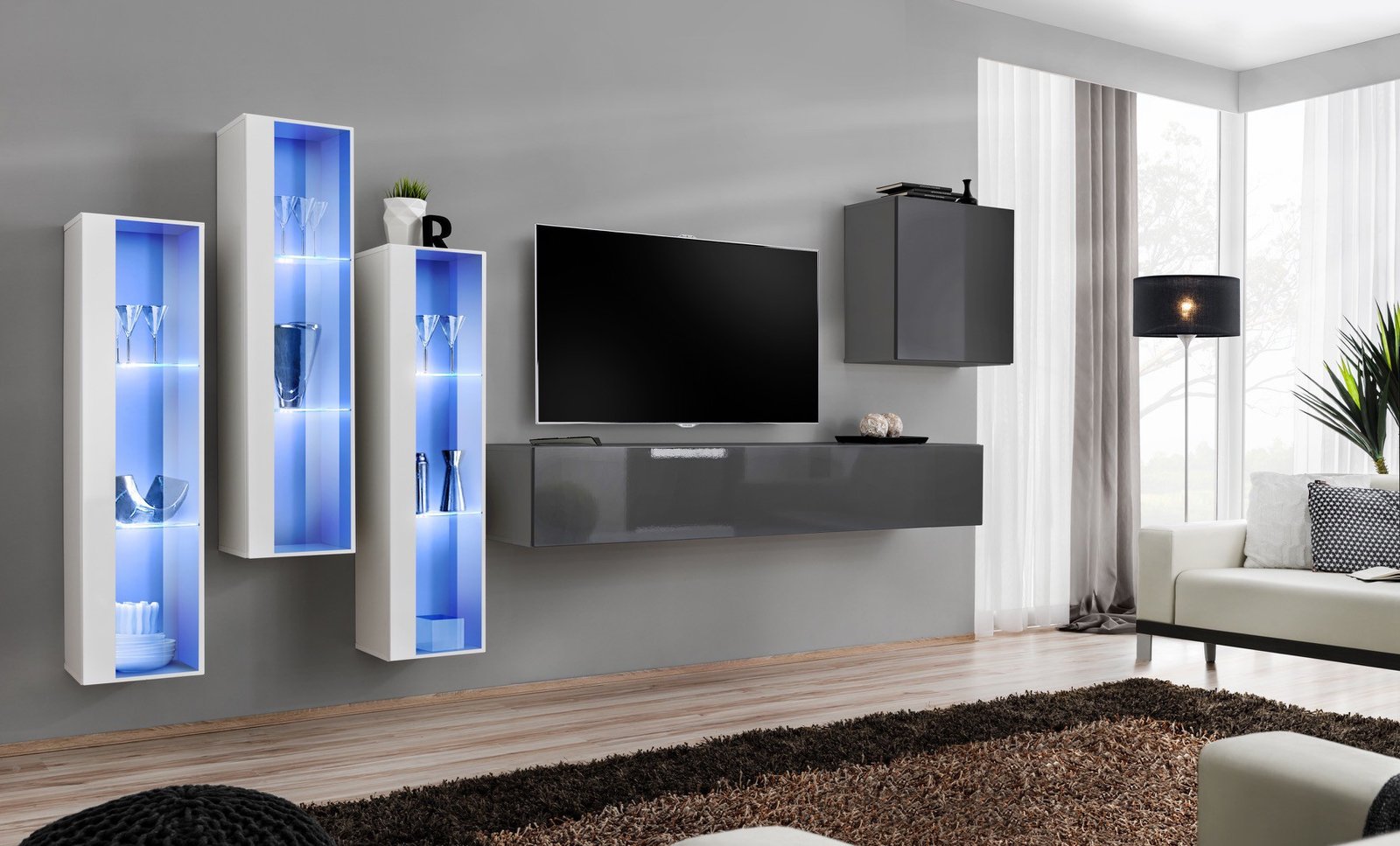 Wall cabinet "Switch XIII", white/graphite ASM