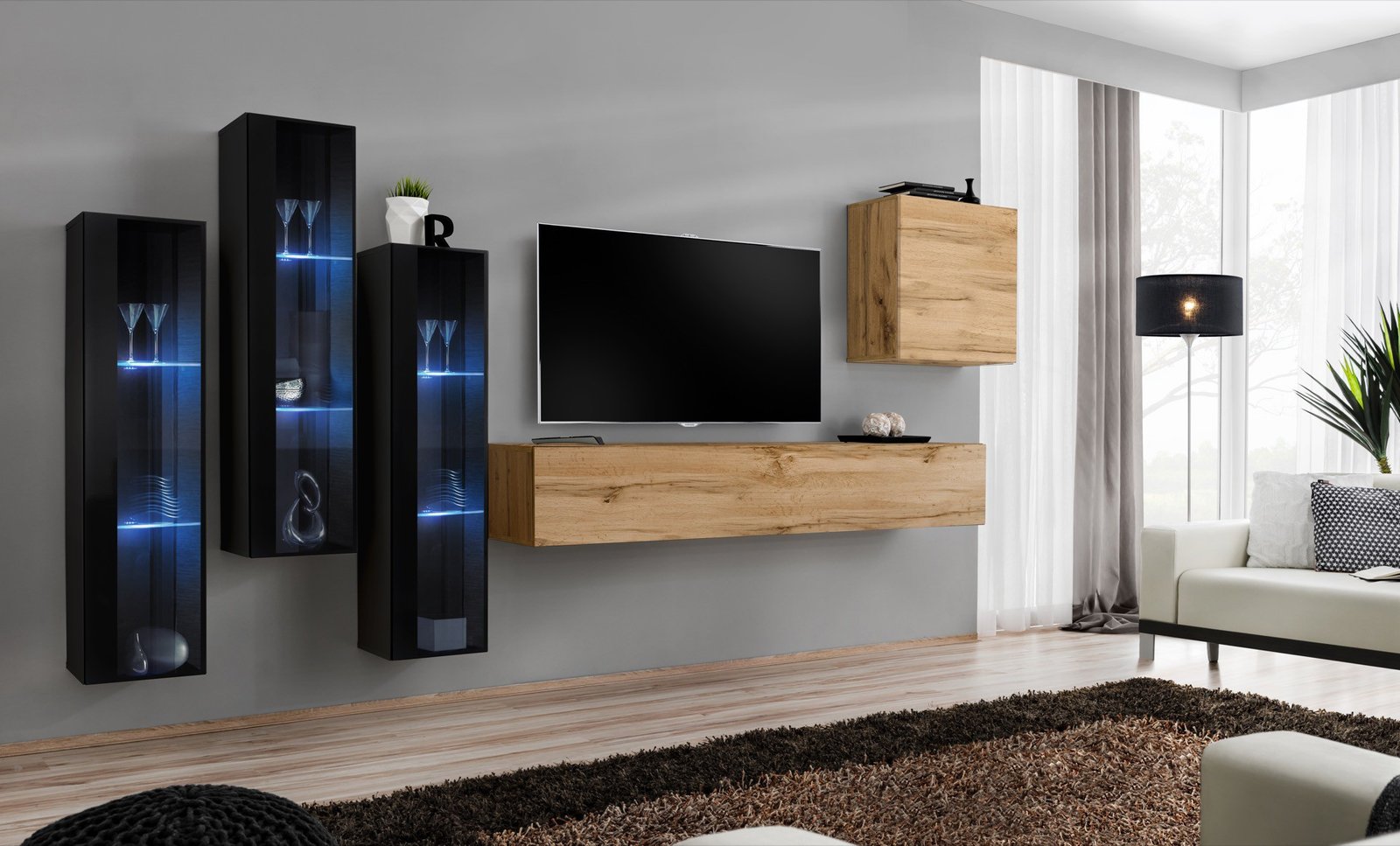 Wall cabinet "Switch XIII", black/wotan SW13 ASM