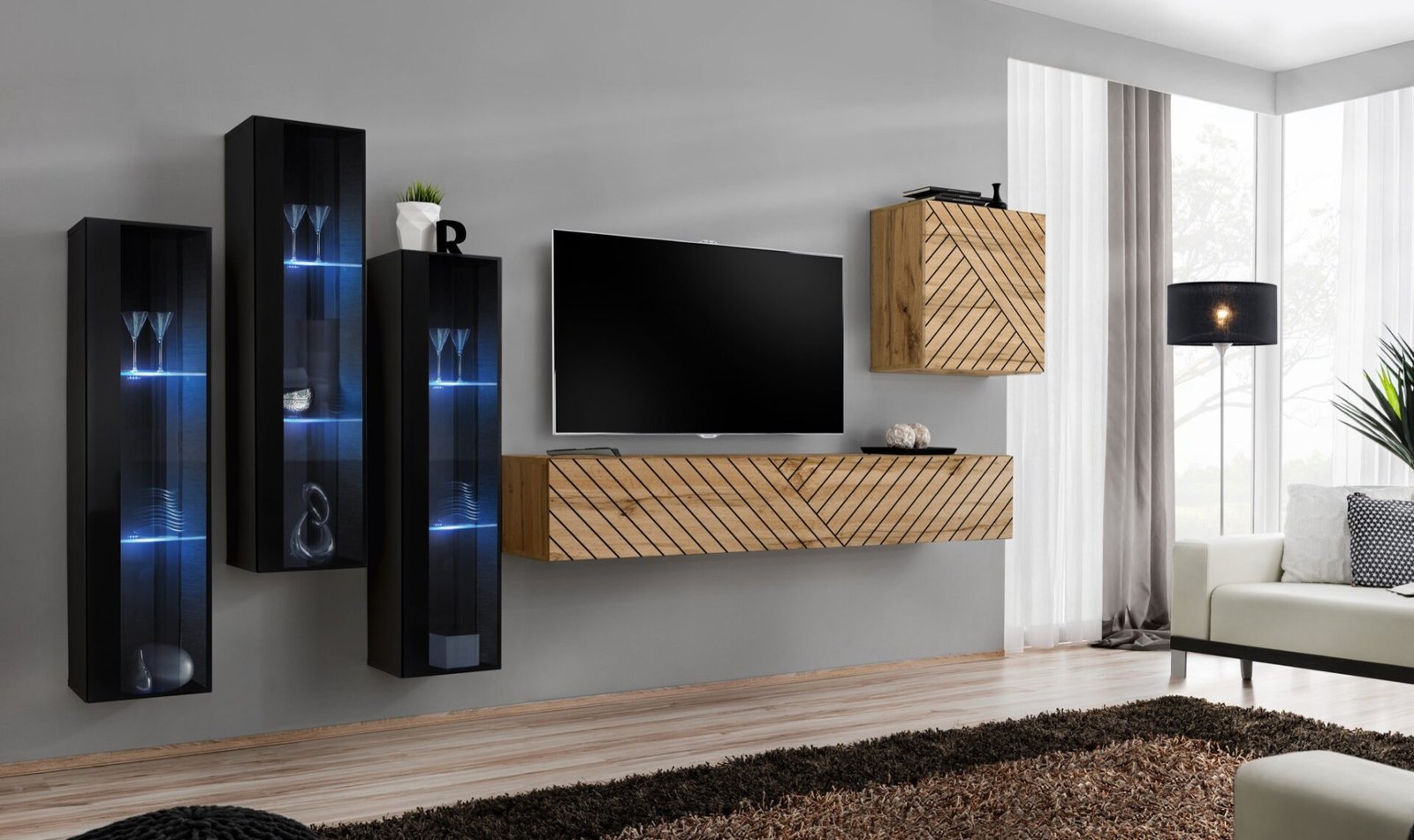 Wall cabinet "Switch XIII", black/wotan ASM