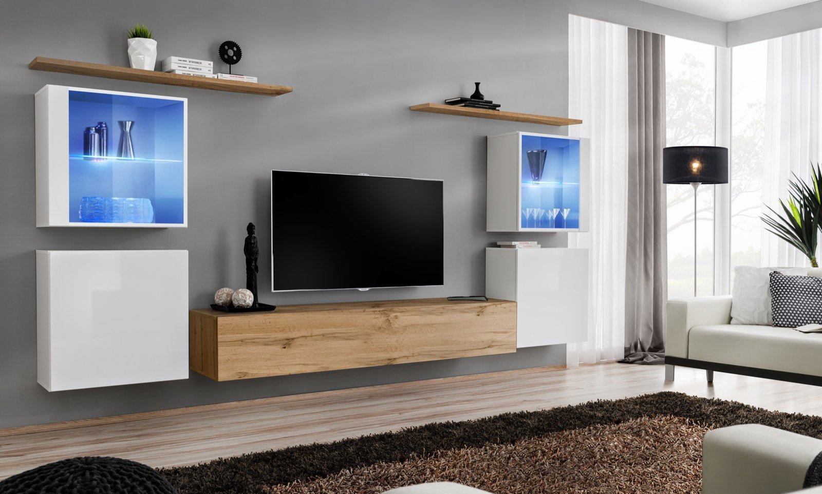 Wall cabinet "Switch XIV", white/wotan SW14 ASM