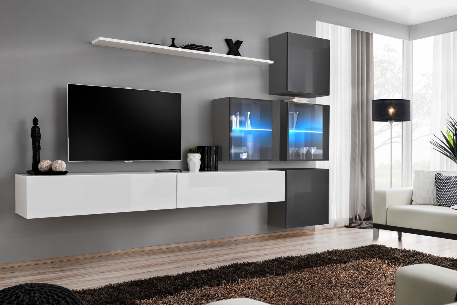 Wall cabinet "Switch XIX", white/graphite, ASM