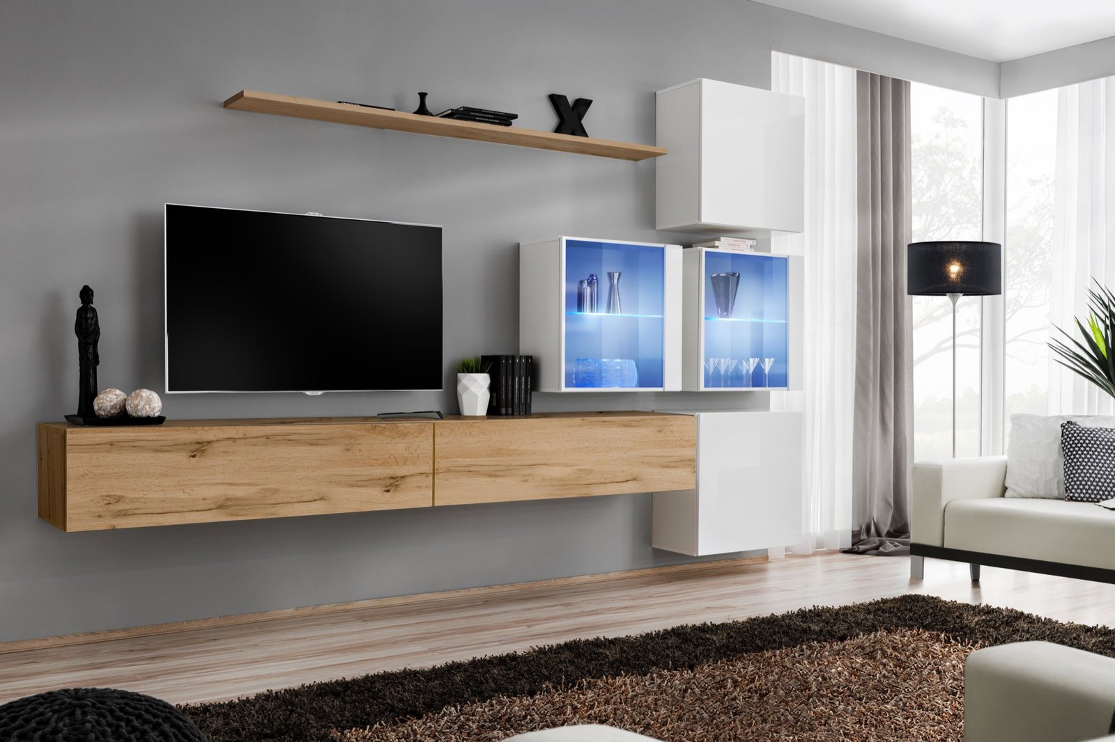 Wall cabinet "Switch XIX" with white handle SW19 ASM