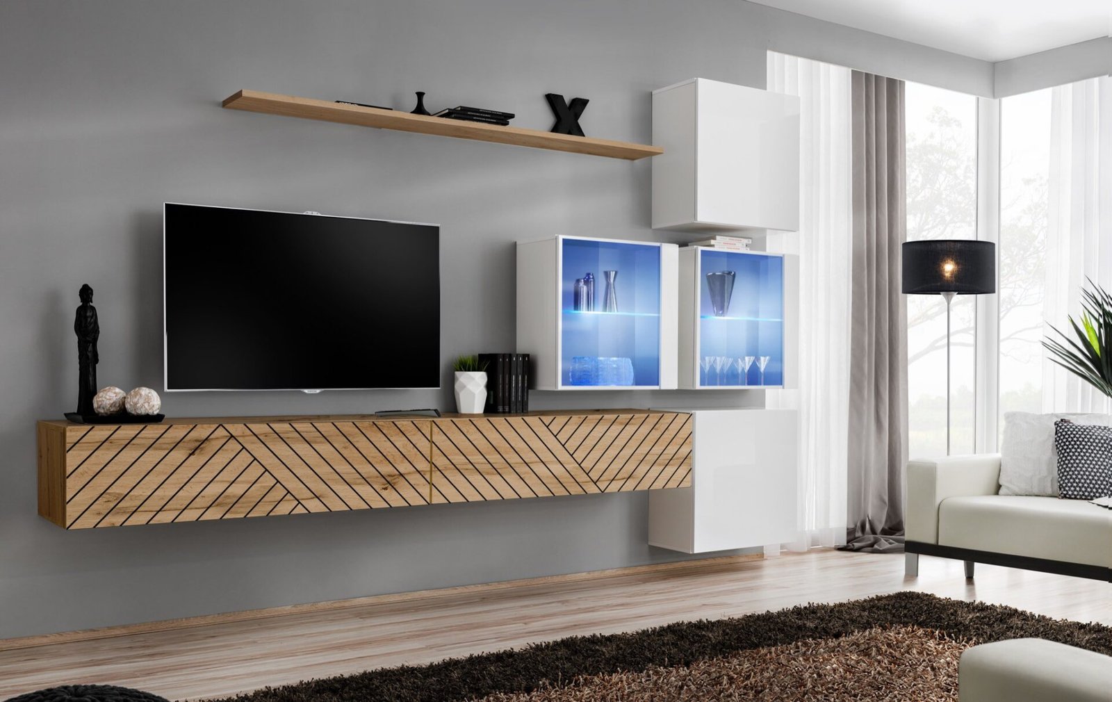 Wall cabinet "Switch XIX" with white handle ASM