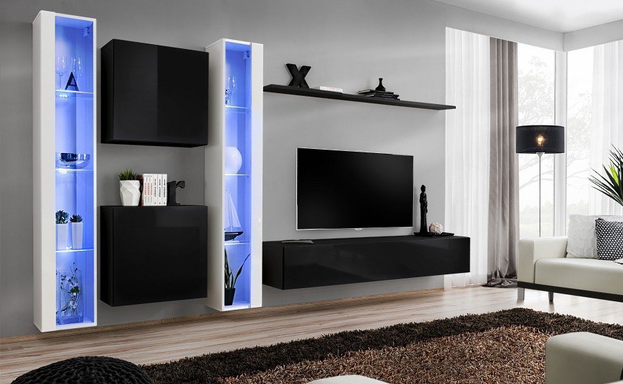 Wall cabinet "Switch XVI", white/black ASM