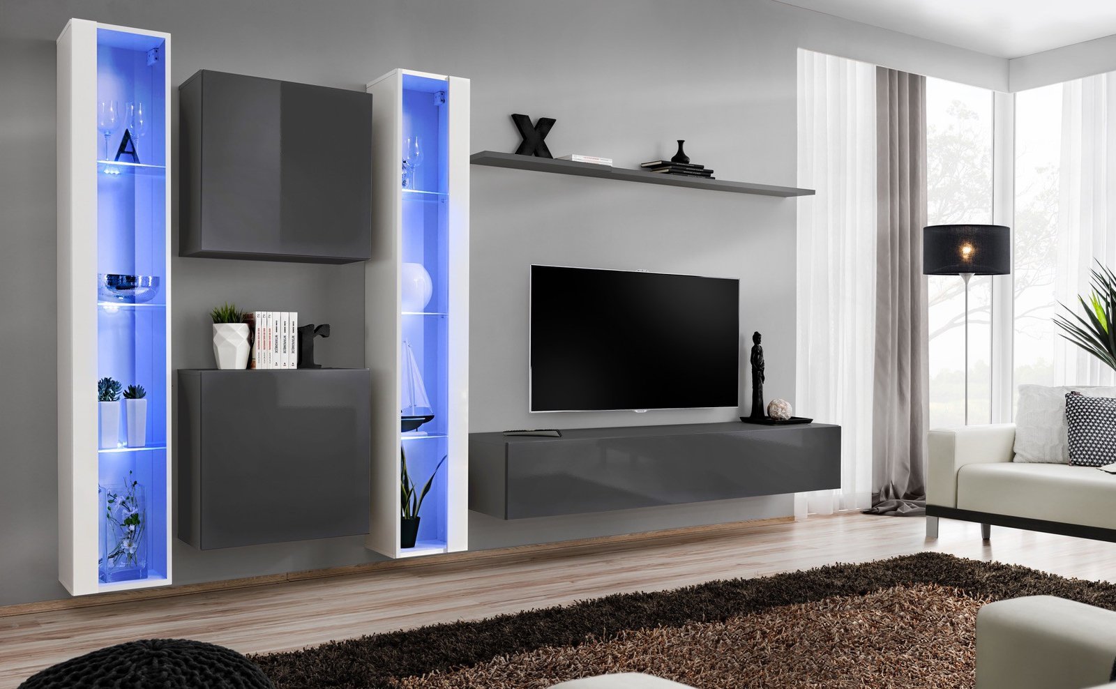 Wall cabinet "Switch XVI", white/graphite, ASM