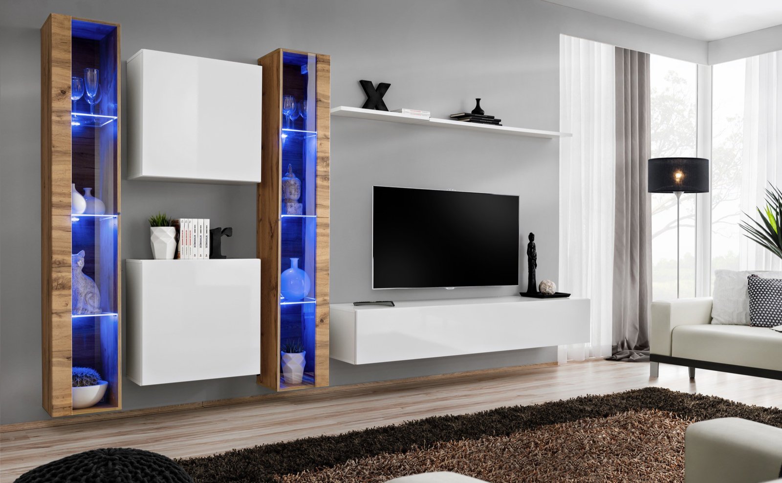 Wall cabinet "Switch XVI" with white handle ASM
