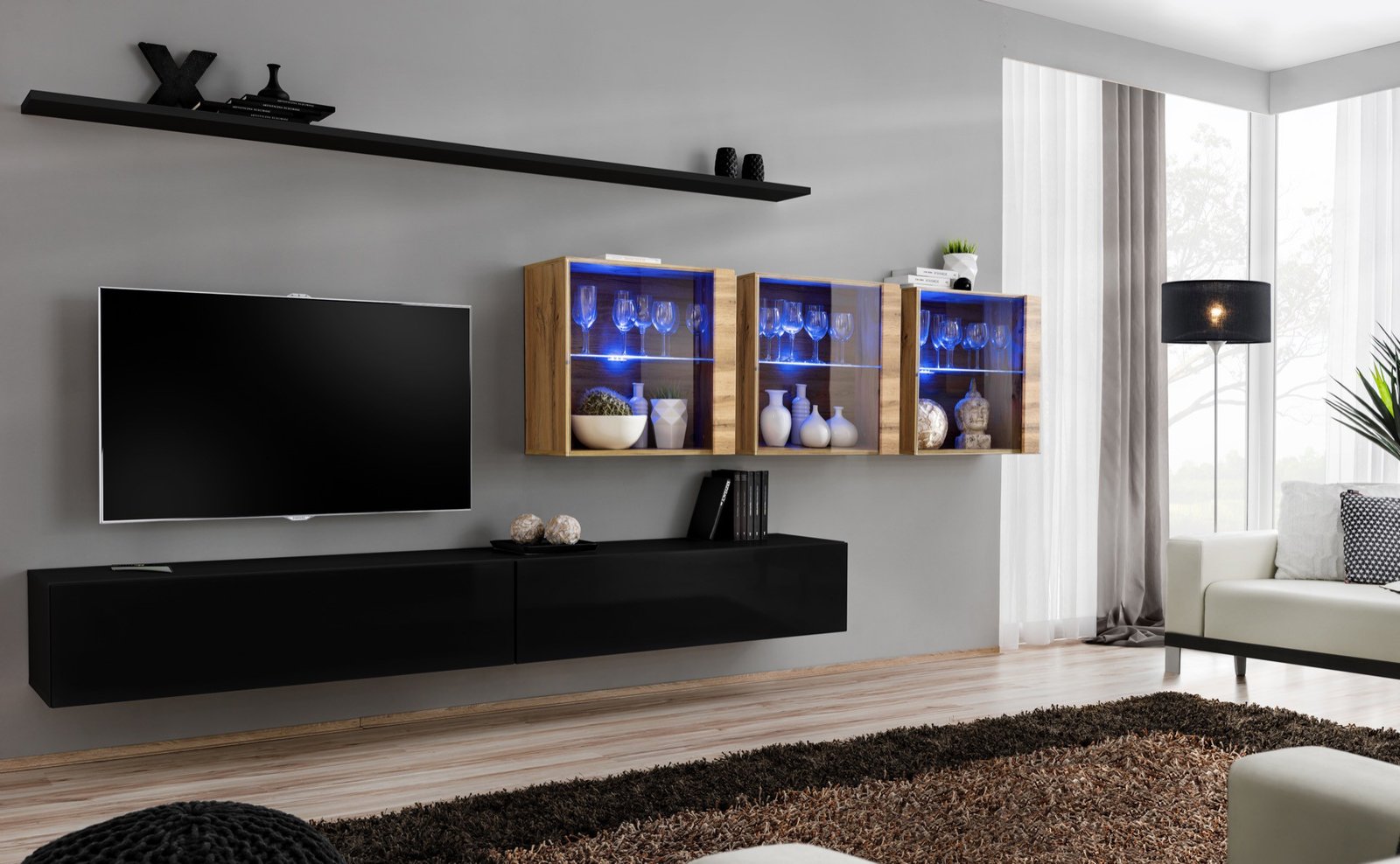 SWITCH XVII wall cabinet black/wotan ASM
