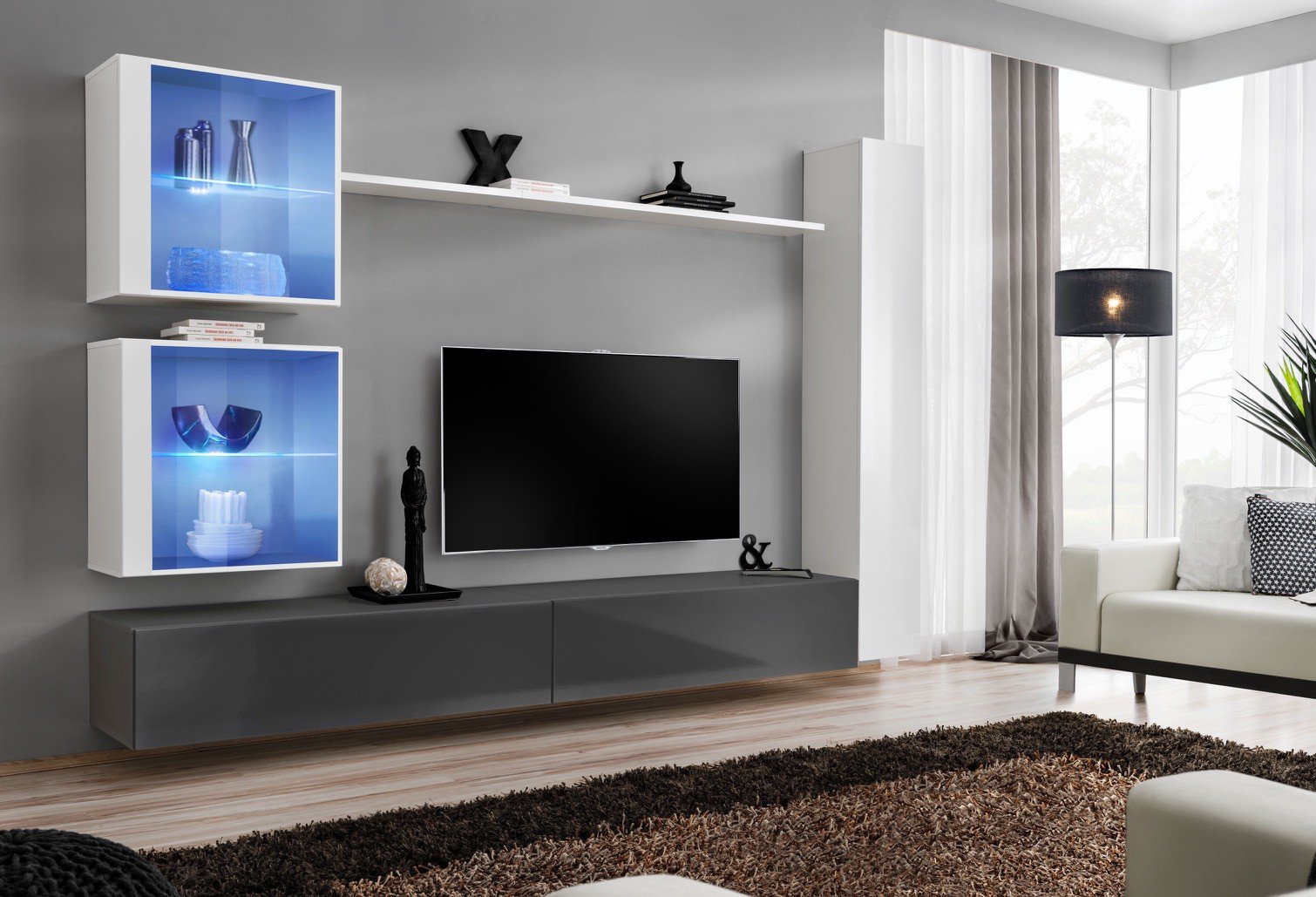 Wall cabinet "Switch XVIII", white/graphite, ASM