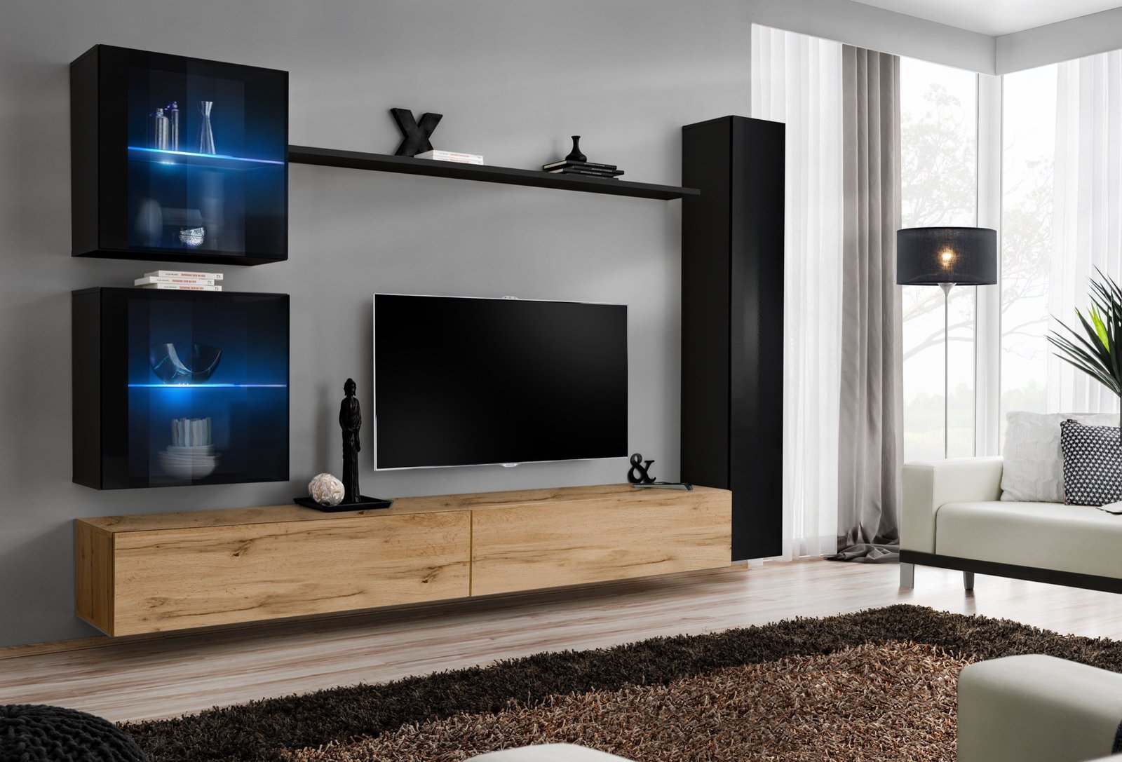 Wall cabinet "Switch XVIII", black/wotan SW18 ASM