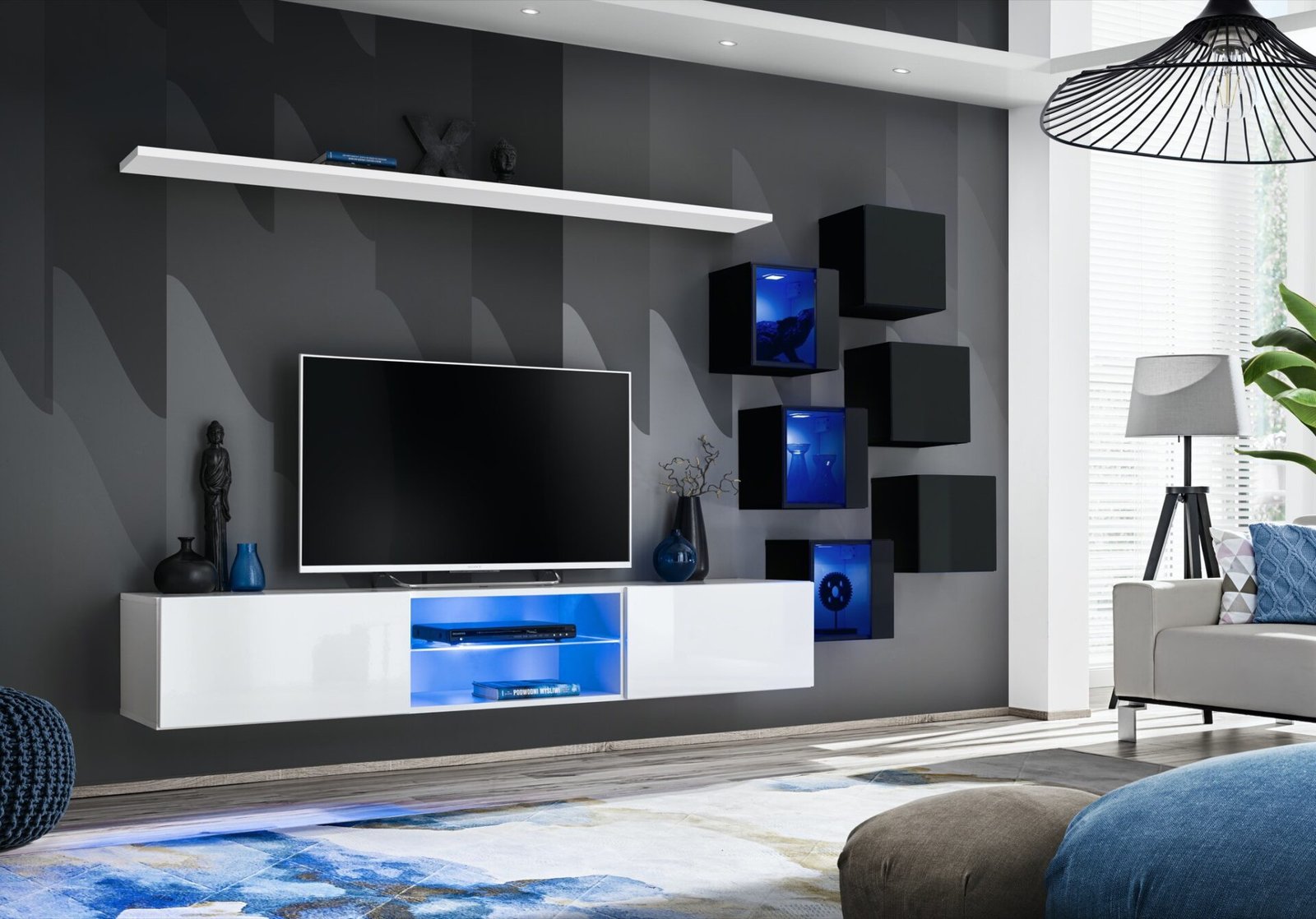 Wall cabinet "Switch XXI", white/black ASM