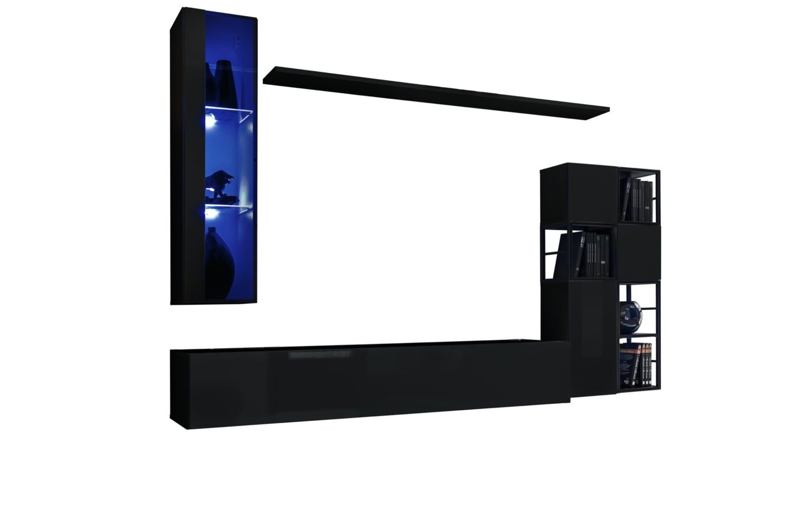 Wall cabinet with metal shelf "Switch Met II" black ASM - Image 2