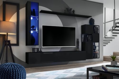 Wall cabinet with metal shelf “Switch Met II” black ASM