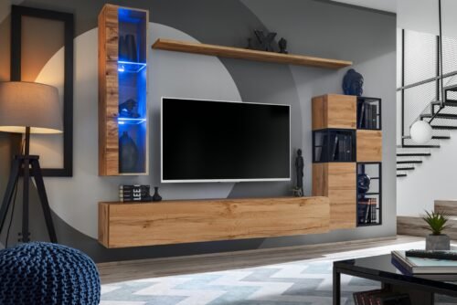 Wall cabinet with metal shelf “Switch Met II wotan”/black ASM