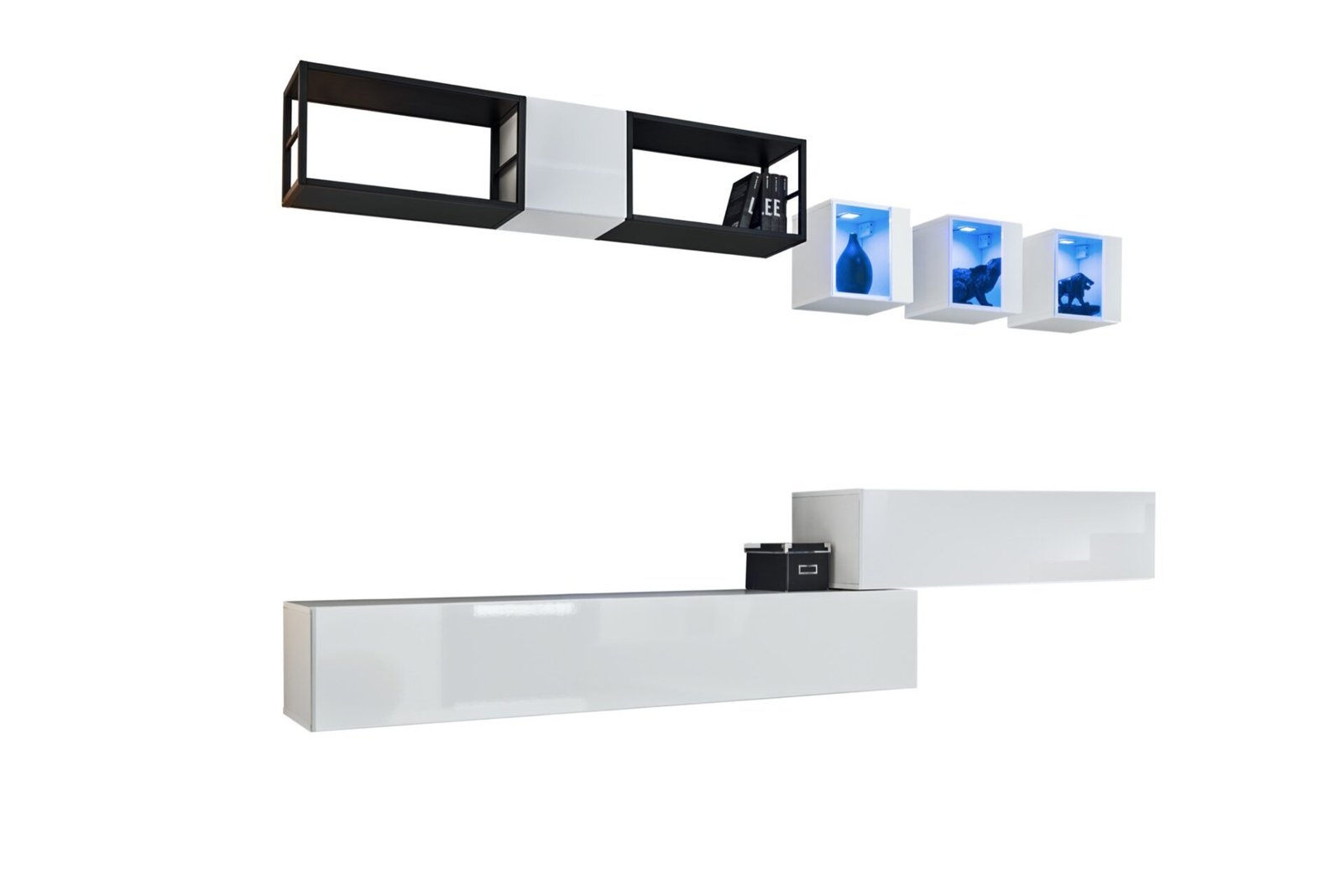 Wall cabinet with metal shelf Switch Met III white/black ASM - Image 2