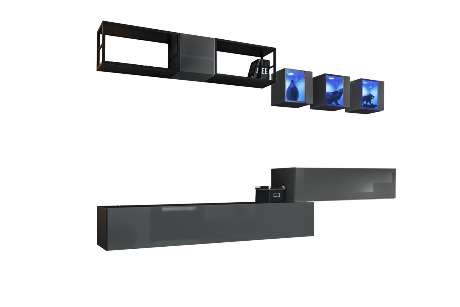 Wall cabinet with metal shelf Switch Met III graphite/black ASM - Image 2