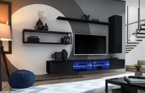 Wall cabinet with metal shelf Switch Met IV black ASM