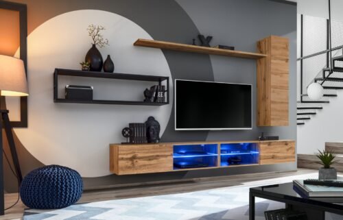 Wall cabinet with metal shelf Switch Met IV wotan/black ASM
