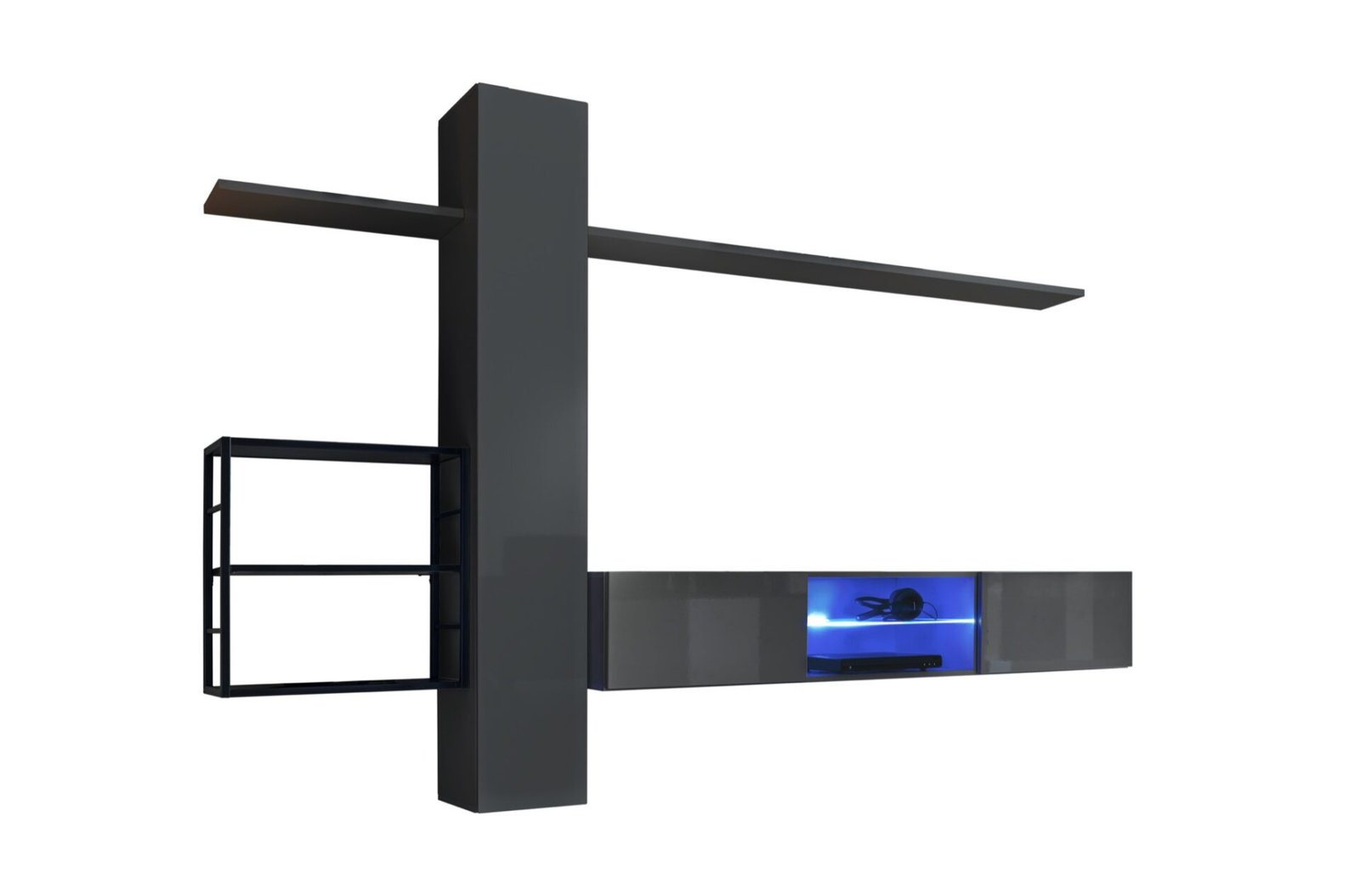 Wall cabinet with metal shelf Switch Met V graphite ASM - Image 2