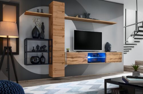 Wall cabinet with metal shelf Switch Met V wotan/black ASM