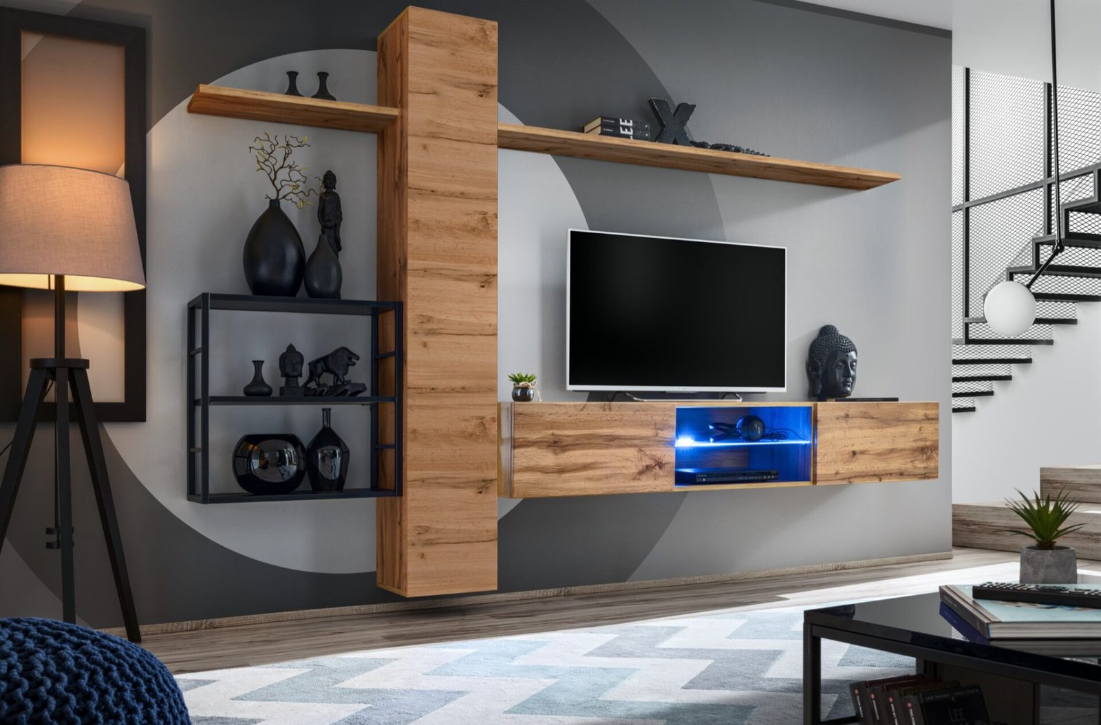 Wall cabinet with metal shelf Switch Met V wotan/black ASM