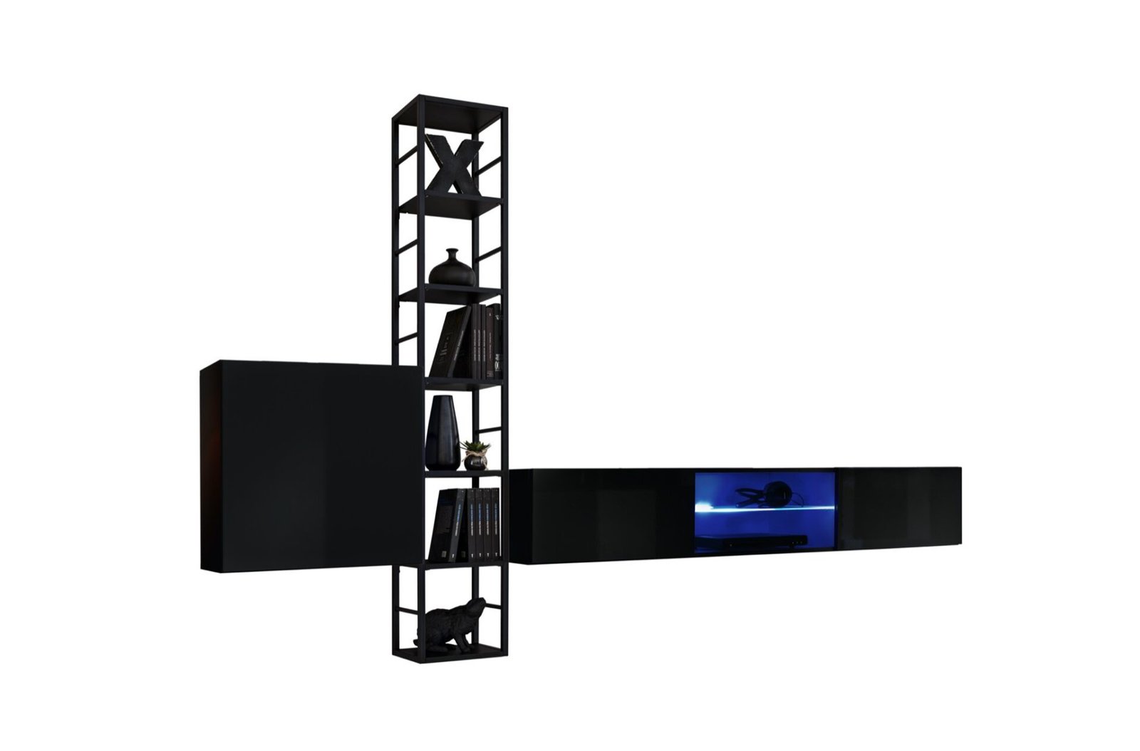 Wall cabinet with metal shelf Switch Met VI black ASM - Image 2