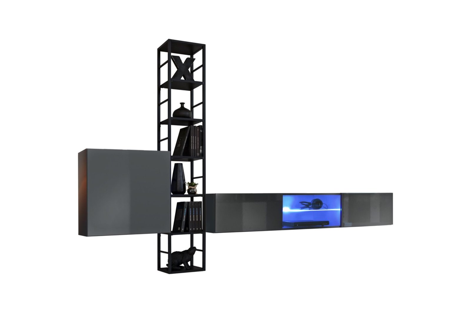 Wall cabinet with metal shelf Switch Met VI graphite/black ASM - Image 2