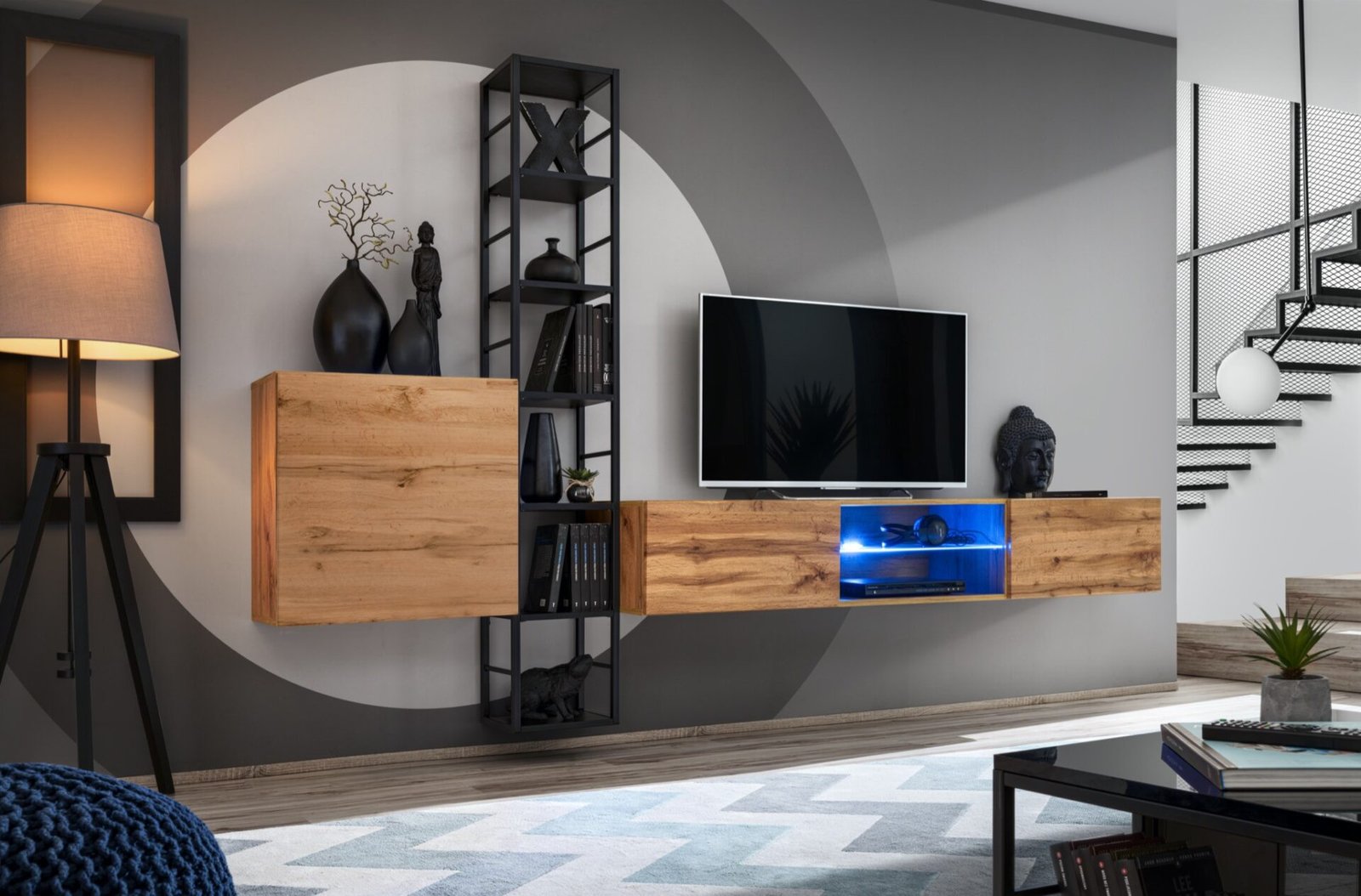 Wall cabinet with metal shelf Switch Met VI wtn/black ASM