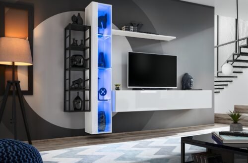 Wall cabinet with metal shelf Switch Met VII white ASM