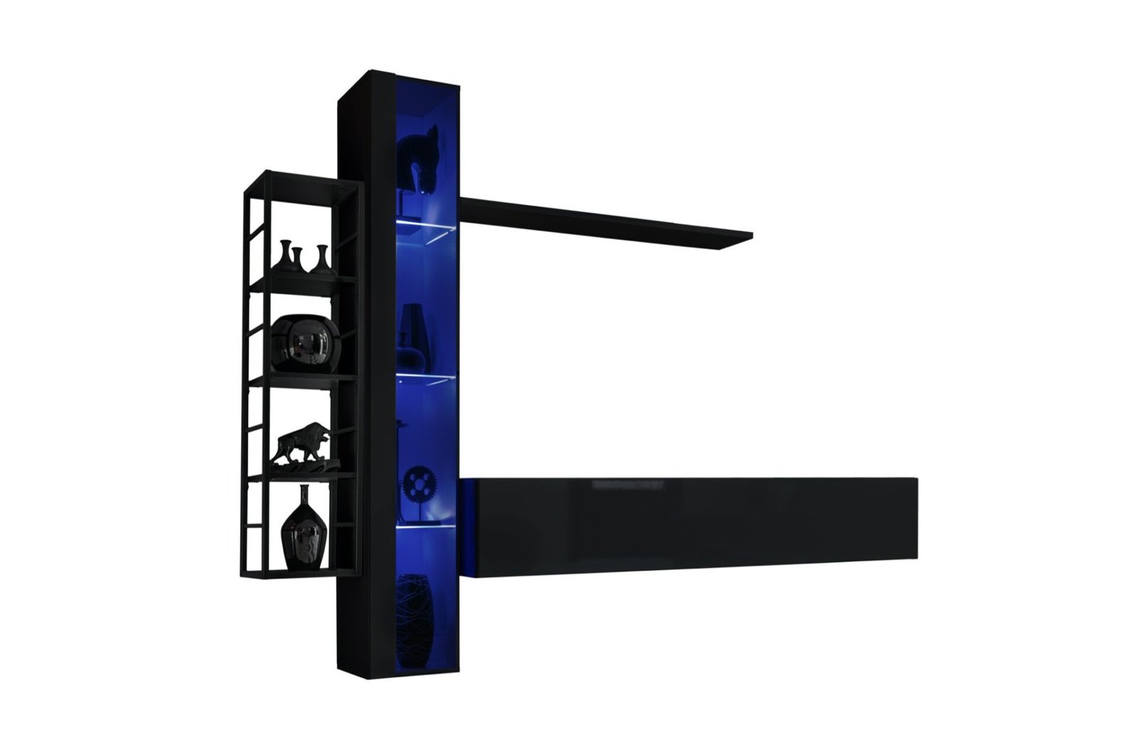 Wall cabinet with metal shelf Switch Met VII black ASM - Image 2