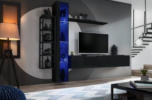 Wall cabinet with metal shelf Switch Met VII black ASM