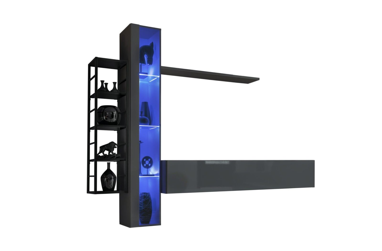 Wall cabinet with metal shelf Switch Met VII graphite/black ASM - Image 2