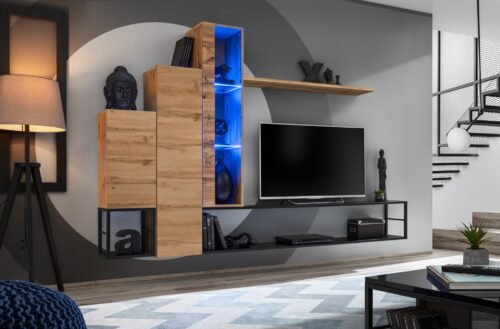 Wall cabinet with metal shelf Switch Met VIII wotan/black ASM